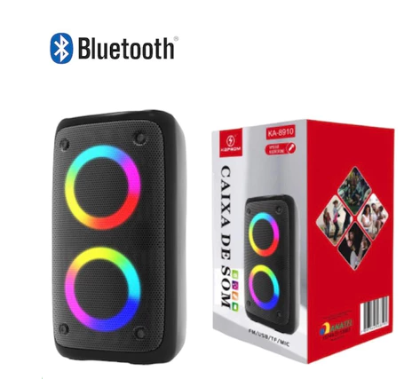 Caixa de som portátil bluetooth grande com led RGB luzes